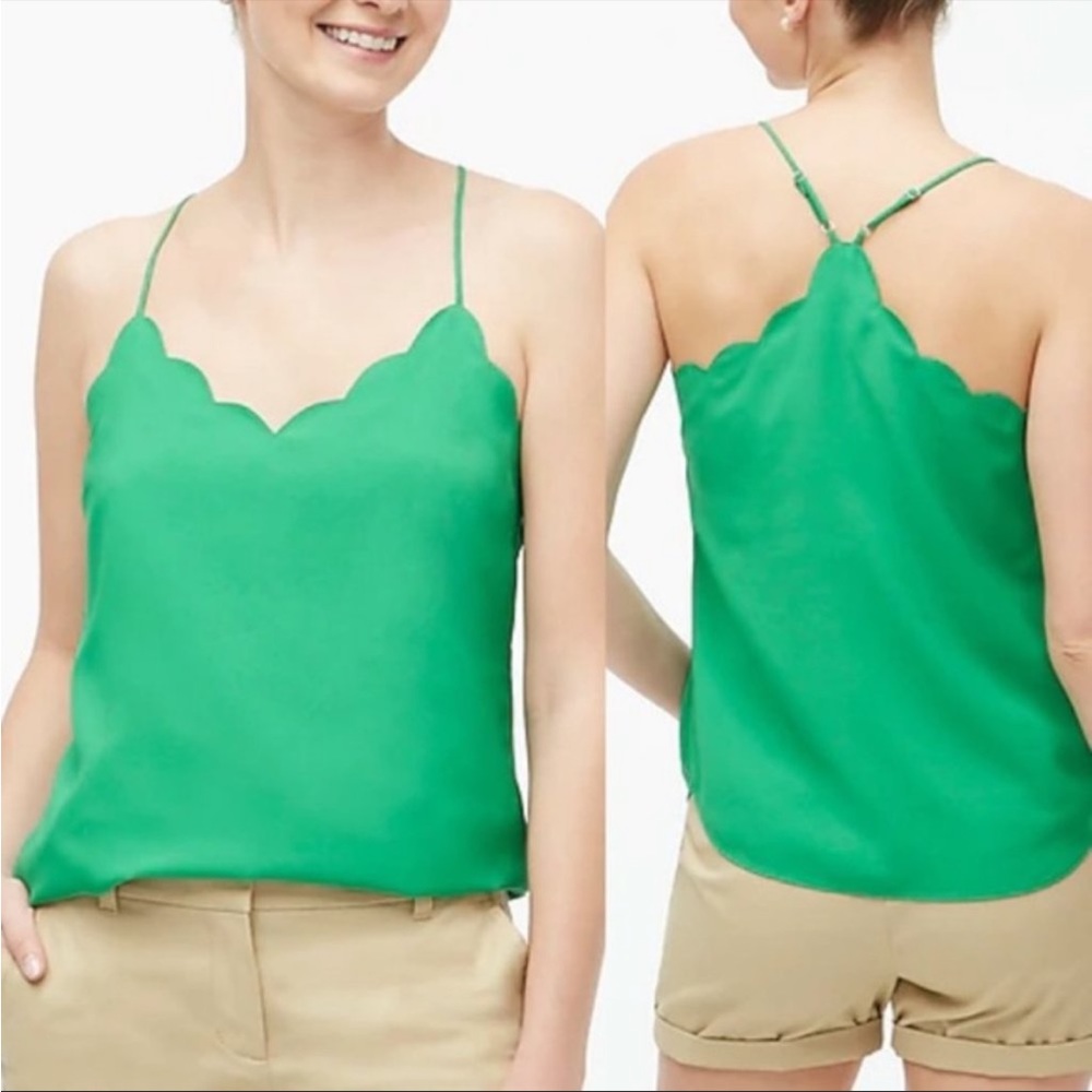 J crew scalloped green adjustable tank